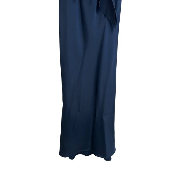 NWT $2,795 Jason Wu Collection Navy Satin Halter Maxi Cocktail Dress Womens 2 - Picture 4 of 10